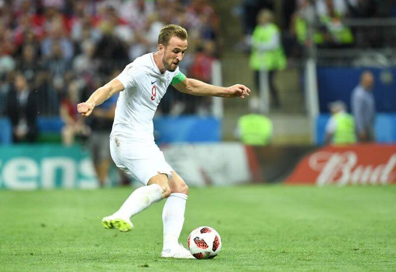 England forward Harry Kane (9) controls the ball against Croatia during the first half in the semifinals of the FIFA World Cup 2018 at Saint Petersburg Stadium. Euro Top Goalscorer Odds: Kane Among Favorites