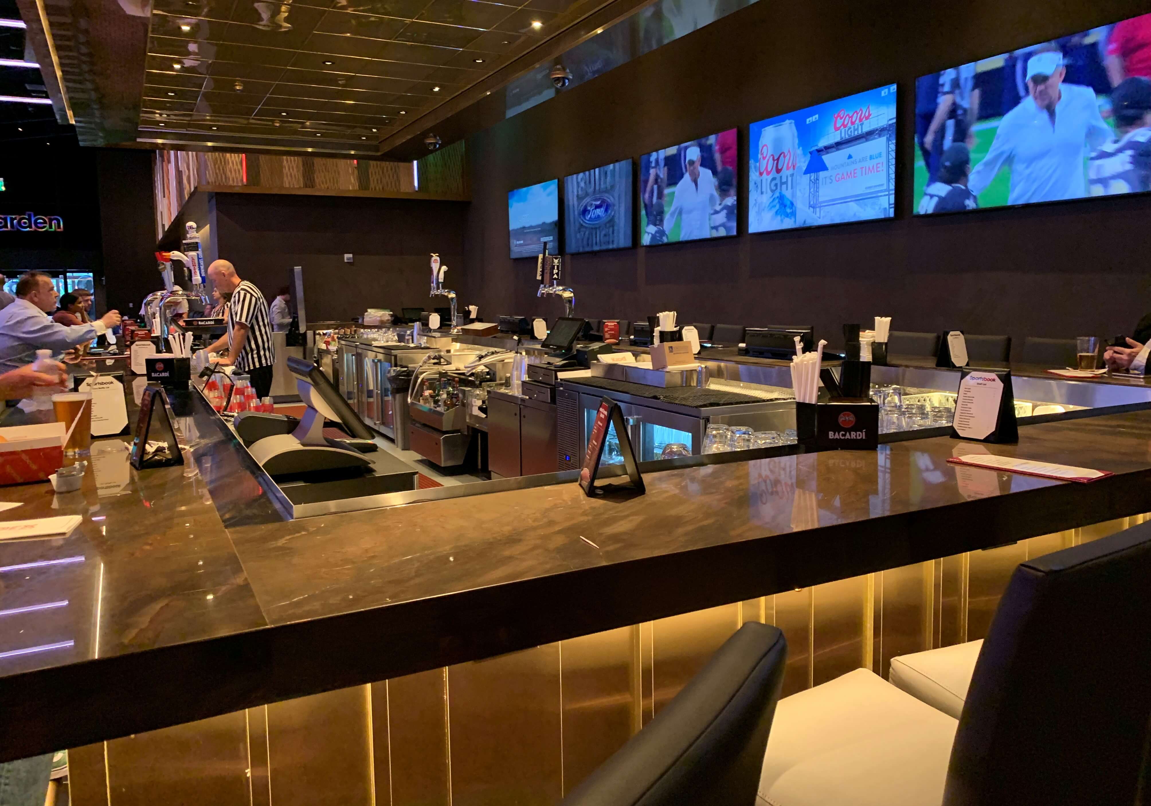 The bar inside the sportsbook at Parx Casino Philadelphia