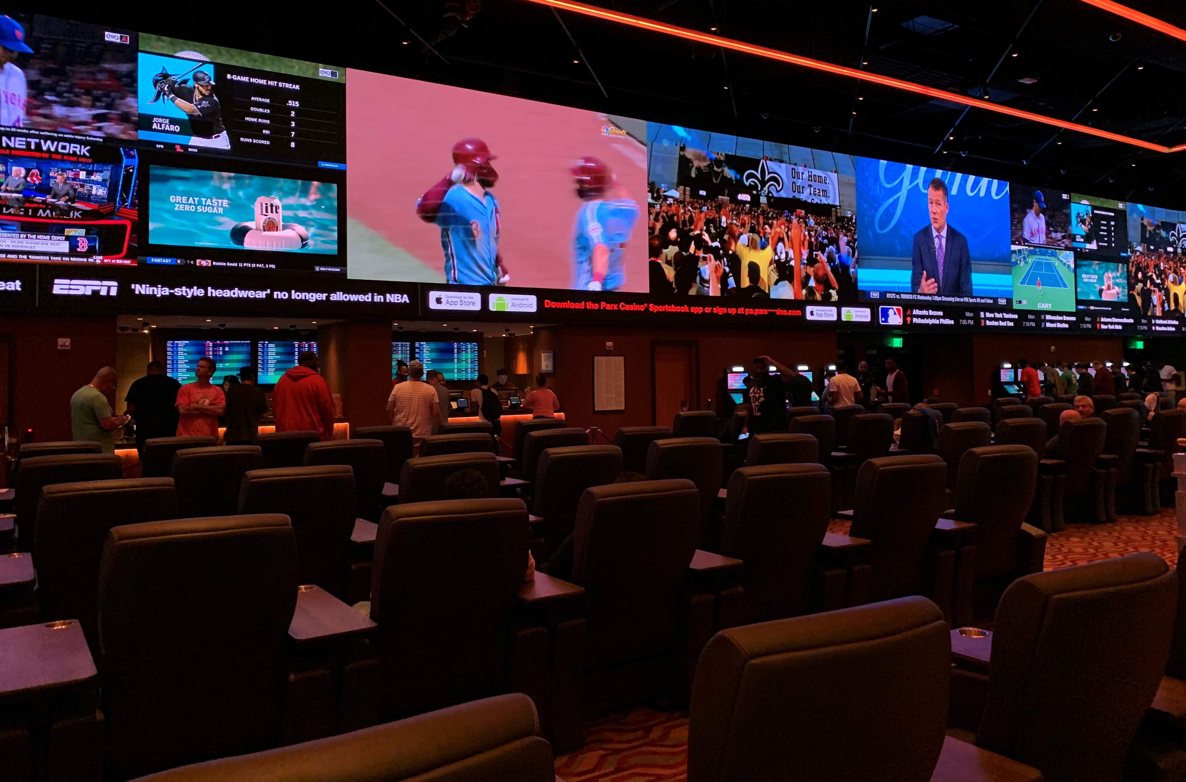 The video wall at Parx Casino Sportsbook