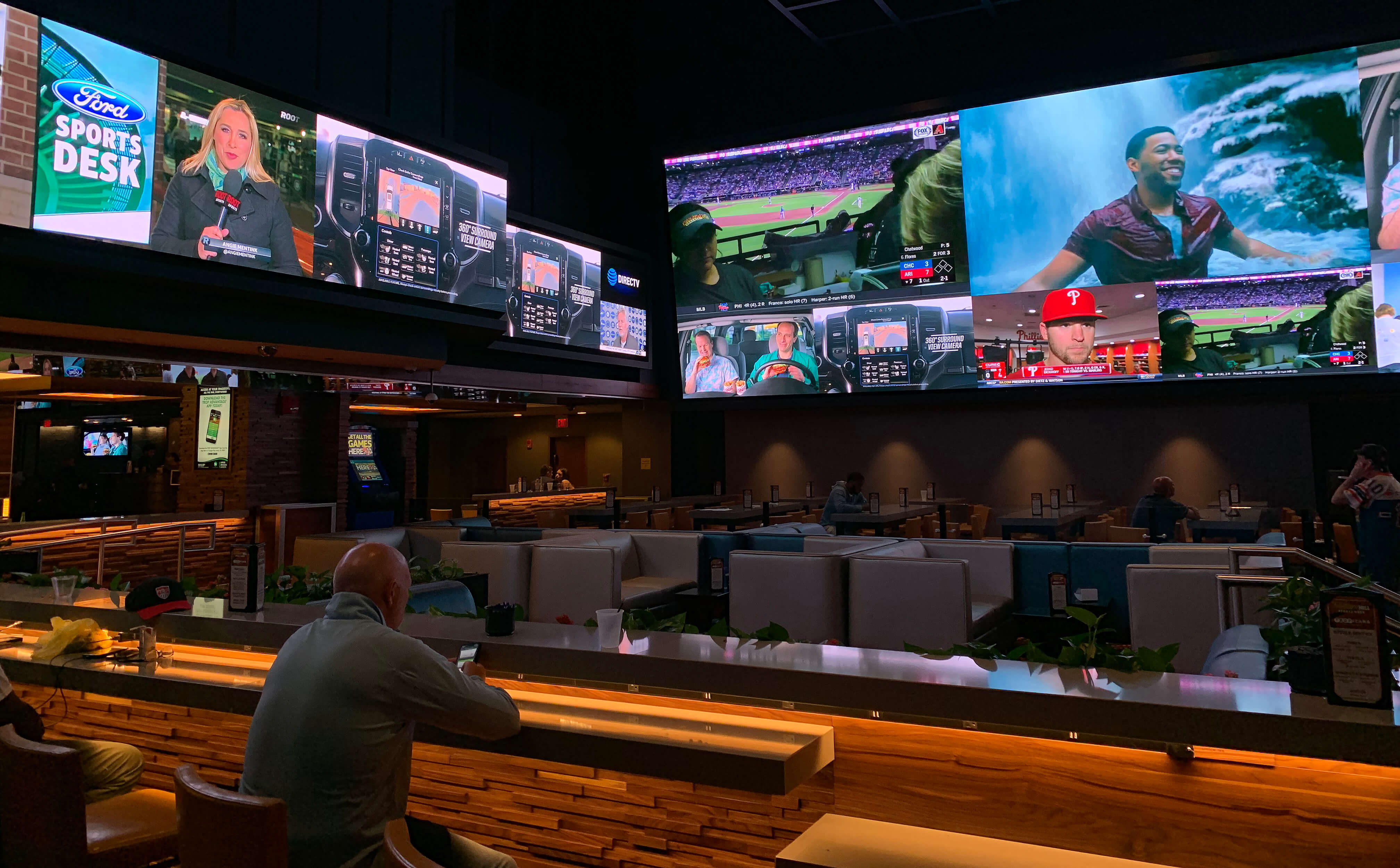 The wrap-around screens at the William Hill Sportsbook at Tropicana Atlantic City