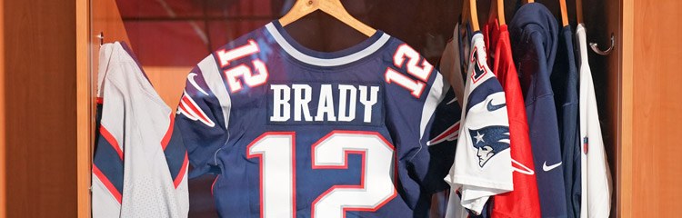 Tom Brady's Patriots jersey hangs in his locker